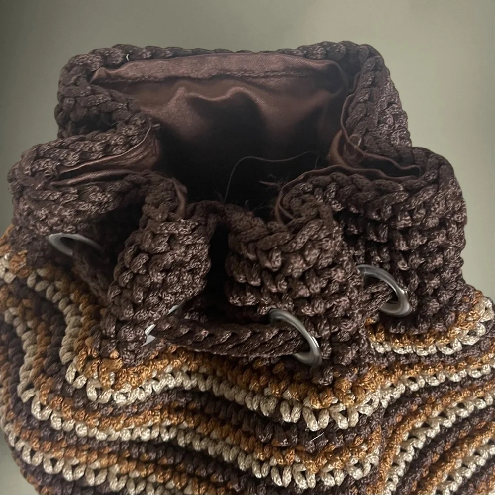 JAI Original Tri Color Neutrals Brown Crocheted Backpack
